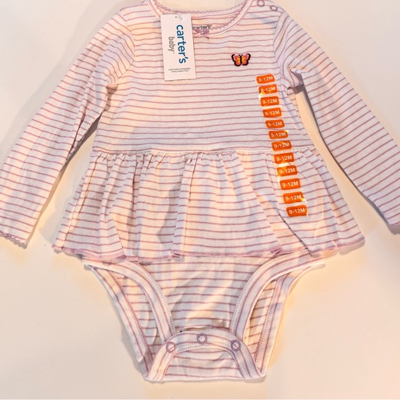 Carter's Other - Carter's Pink and White Striped Baby Bodysuit Dress NWT